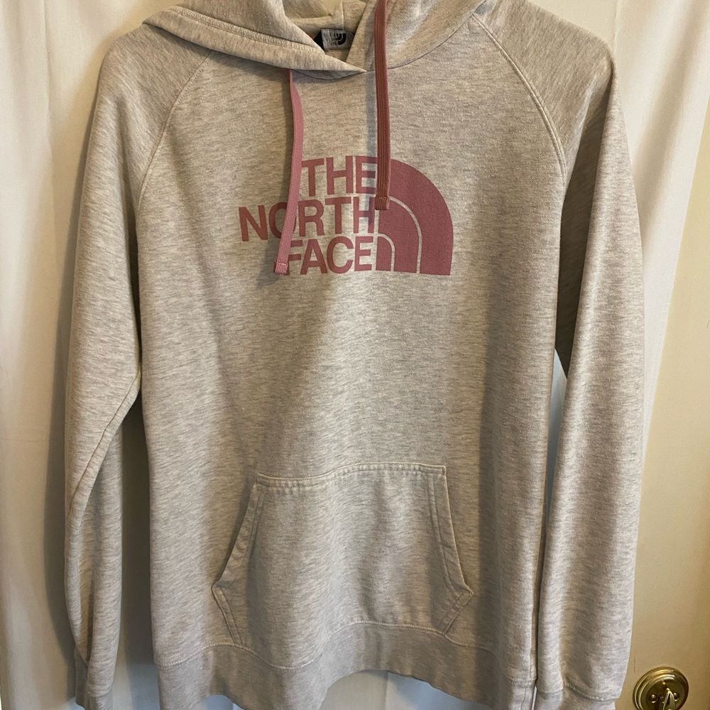 The North Face Gray and Pink Sweater Athletic Style